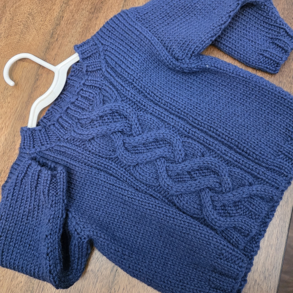 3-6month Boys Hand-knit Crew Neck Sweater